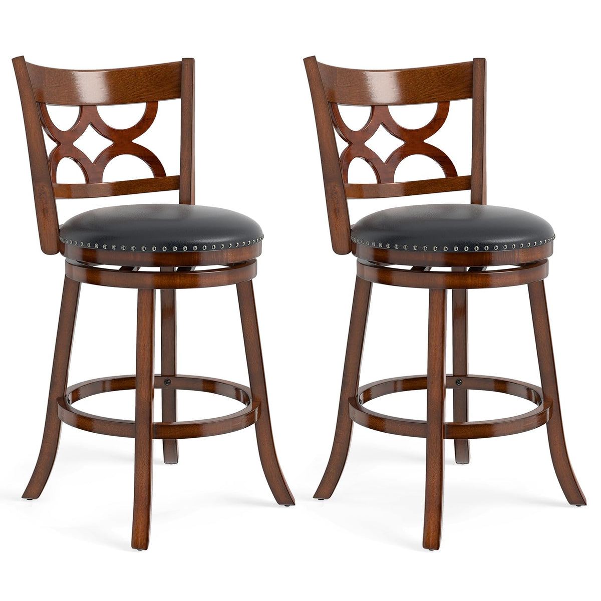 Goflame Swivel Bar Stools Set of 2/4 with Upholstered Seat
