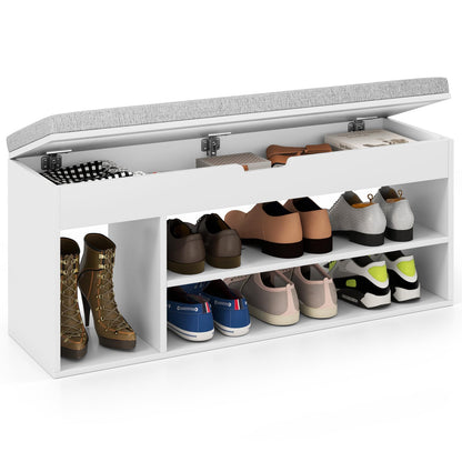Goflame 3 Tier Shoe Rack Organizer with Flip Top Storage and Padded Seat Cushion