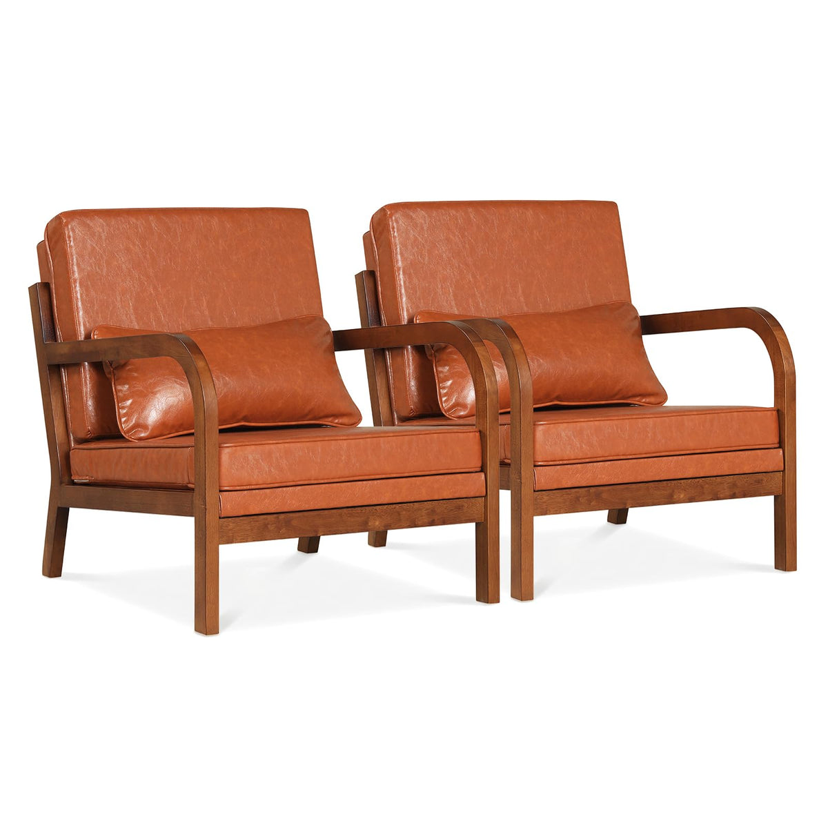 Goflame Mid-Century Modern Accent Chair with Lumbar Pillow