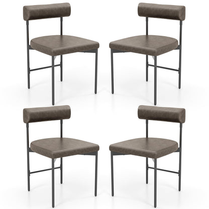 Goflame Dining Chairs, Faux Leather Upholstered Kitchen Side Chair with Padded Backrest and Cushion, Metal Legs
