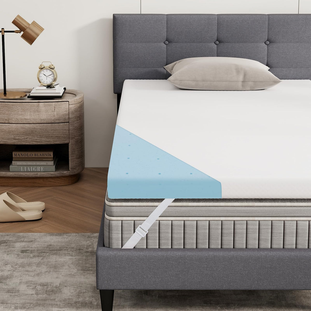 Goflame 3 Inch Twin Memory Foam Mattress Topper, Gel Infused Topper with Removable Cover
