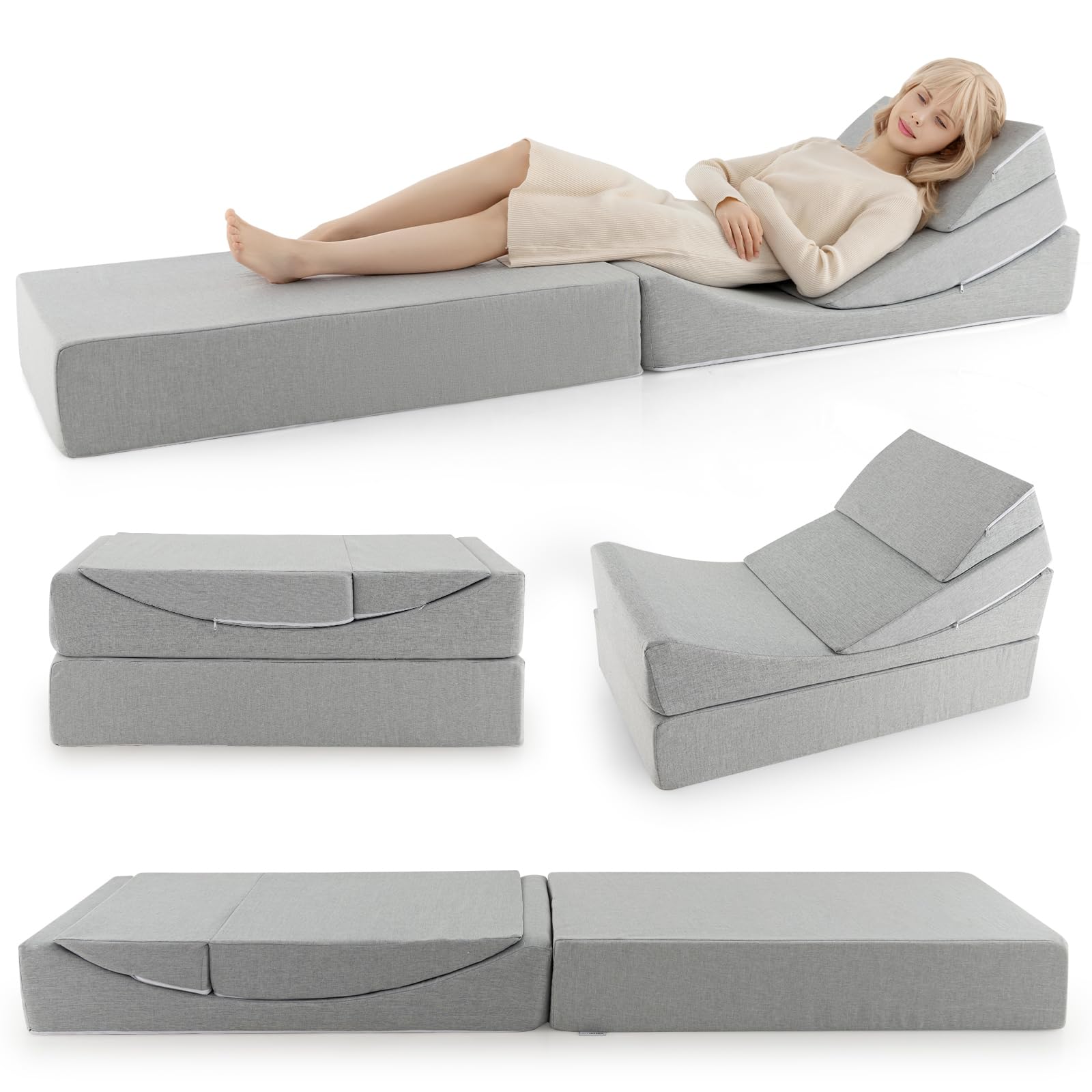 4-in-1 Floor Futon Sleeper Chair with High-Density Foam - Goflame