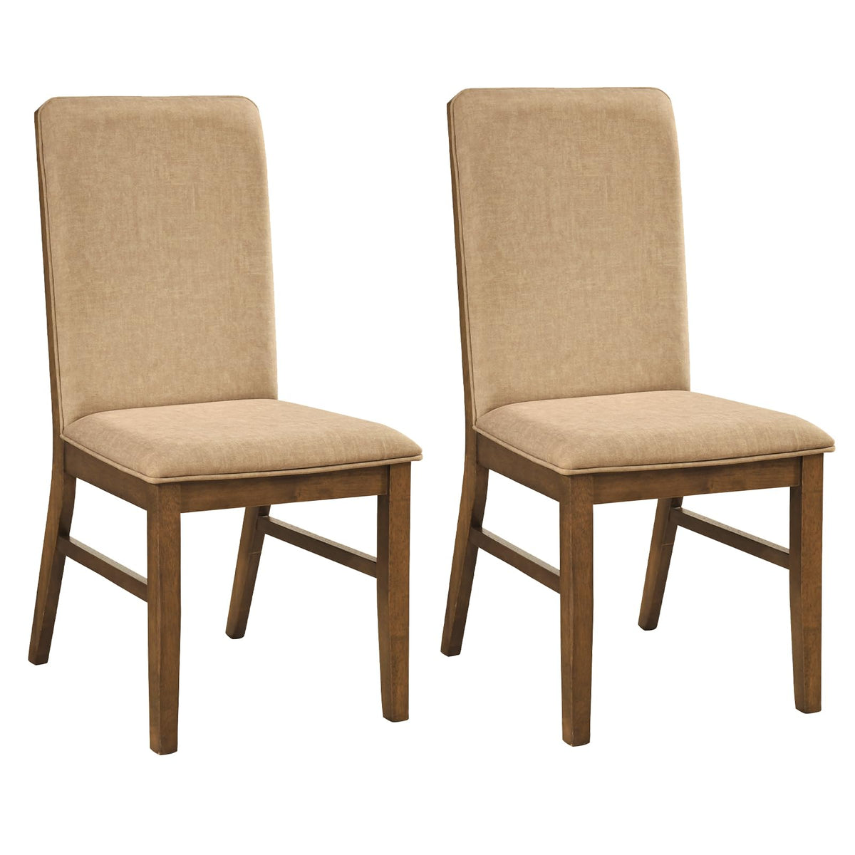 Goflame Upholstered Dining Chairs | High Back Padded Fabric Kitchen Chairs with Solid Rubber Wood Legs
