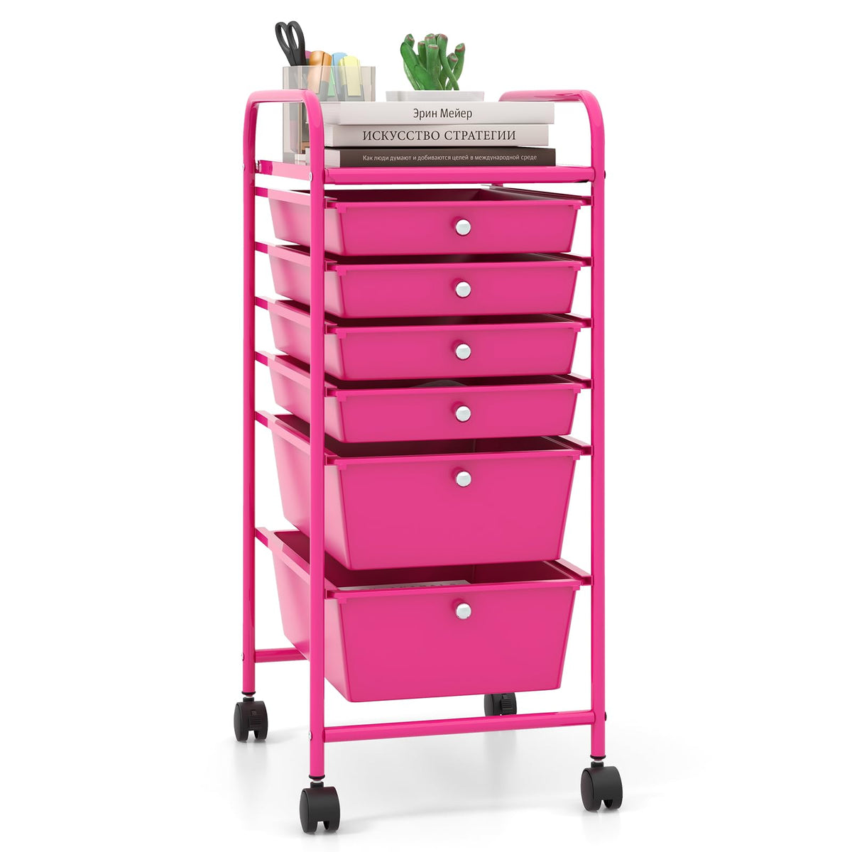 Goflame 6 Storage Drawer Cart Rolling Organizer Cart for Tools