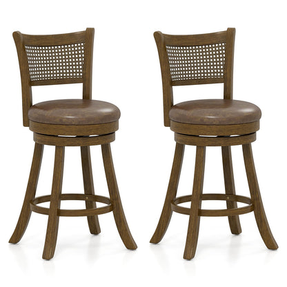Goflame 25" Swivel Bar Stools Set of 2/4 with Footrest & Rubber Wood Frame