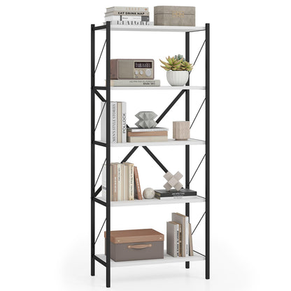 Goflame 5-Tier Tall Industrial Bookcase with Heavy-Duty Metal Frame (1/2)
