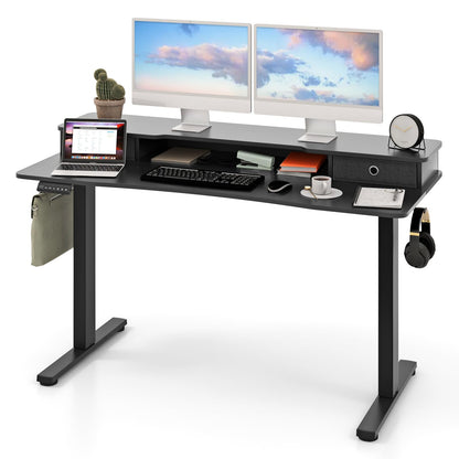 Goflame Electric Standing Desk with 2 Drawers, 48" /55"x 24" Height Adjustable Electric Stand Up Desk with Storage Shelf
