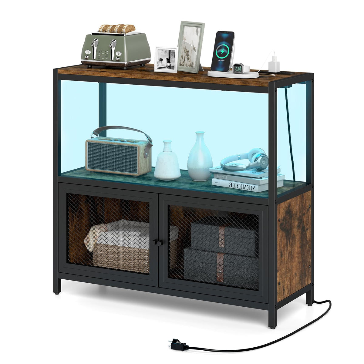Goflame Wine Cabinet with LED Lights for Kitchen Living Room