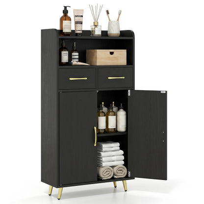 Goflame Freestanding Bathroom Storage Cabinet with 2 Drawers and 2 Doors