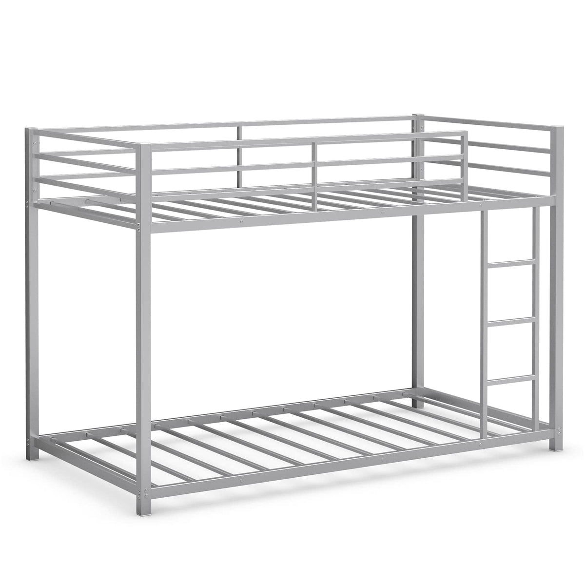 Goflame Metal Bunk Bed Twin Over Twin, Low Profile Bunk Bed Frame with Ladder & Full Length Guardrail