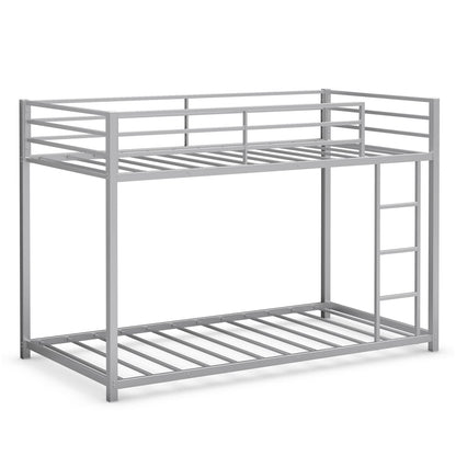 Goflame Metal Bunk Bed Twin Over Twin, Low Profile Bunk Bed Frame with Ladder & Full Length Guardrail