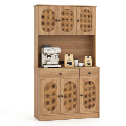Goflame Kitchen Hutch, 71" Tall Boho Pantry Cabinet