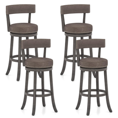 Goflame 31" Bar Stools Set, Swivel Bar Height Bar Chairs with Footrest, Rubber Wood Frame