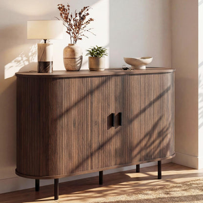 Goflame 47'' Fluted Sideboard Buffet Cabinet with Tambour Sliding Doors
