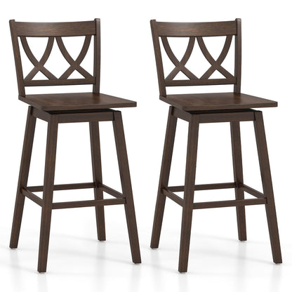Goflame 29" Bar Stools Set of 2/4, Swivel Wooden Bar Chairs with Rubber Wood Frame, for Kitchen Island, Restaurant & Pub, Dark Grey
