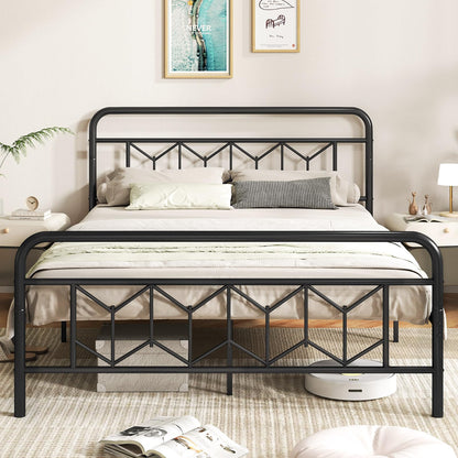 Goflame Metal Twin Bed Frames with Victorian Style Headboard & Footboard, Heavy Duty Slats Support Mattress Foundation