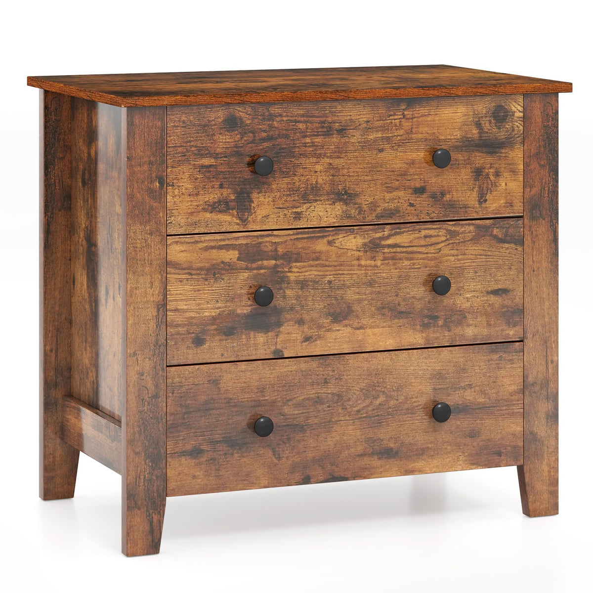 Goflame Small 3-Drawer Dresser for Bedroom - 28.5” x 18” x 26” Wide Chest of Drawers, Modern Large Nightstand
