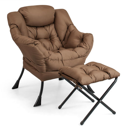 Goflame Modern Lazy Chair, Accent Contemporary Lounge Chair Polyester Fabric w/Steel Frame