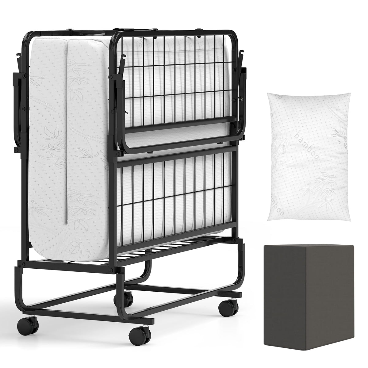 Goflame Twin Folding Bed with 5 Inch Mattress