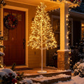 Goflame LED Birch Tree, 5/6/7 FT Pre-lit Twig Tree with Warm White Light LED Lights, Weighted Base