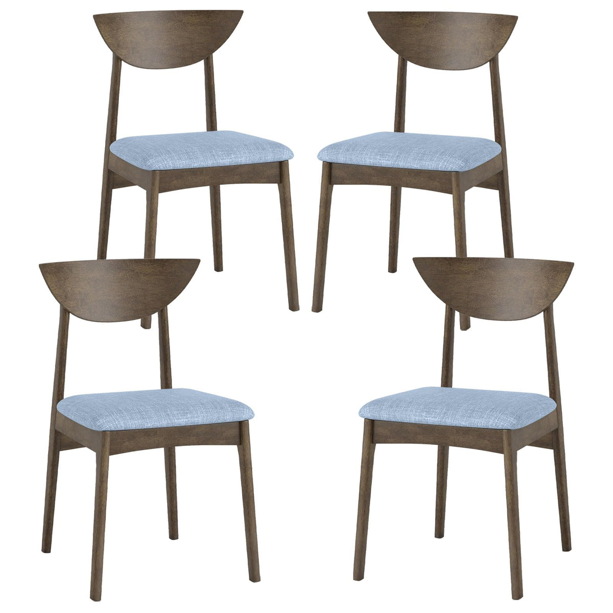Goflame Wooden Dining Chairs Set of 2/4 Linen Fabric Upholstered Kitchen Chairs