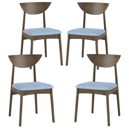 Goflame Wooden Dining Chairs Set of 2/4 Linen Fabric Upholstered Kitchen Chairs