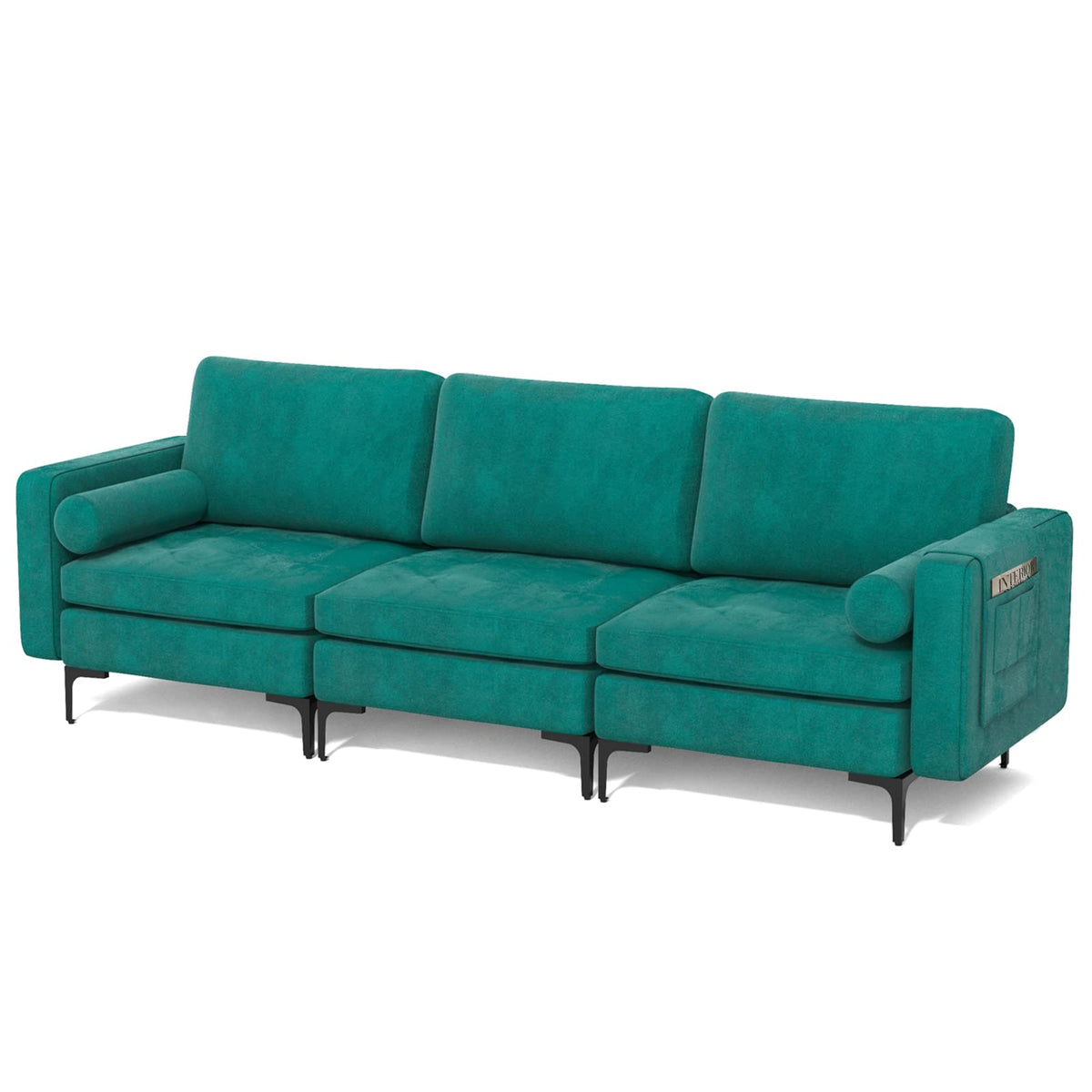 Goflame 97" Sectional Sofa Couch, 3-Seater Modular Sleeper with USB Ports