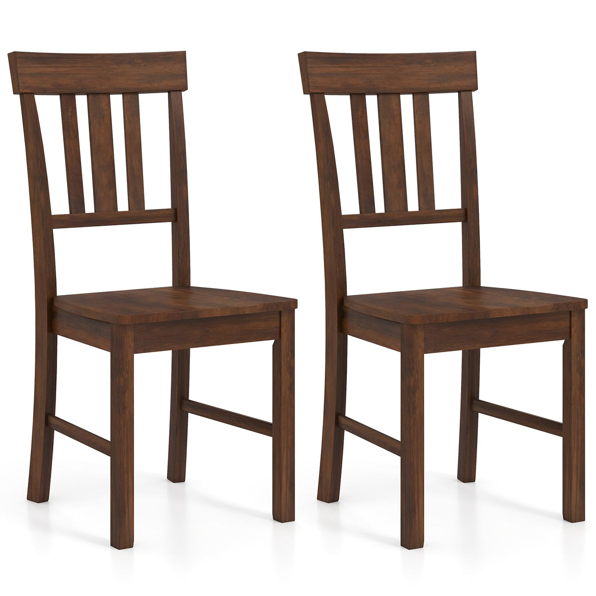 Goflame Wooden Dining Chairs Set of 2/4 with Slat Back & Contoured Seat