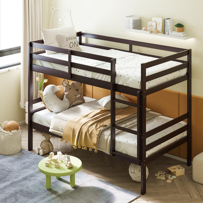 Goflame Bunk Bed Twin Over Twin White, Solid Wood Bunk Bed