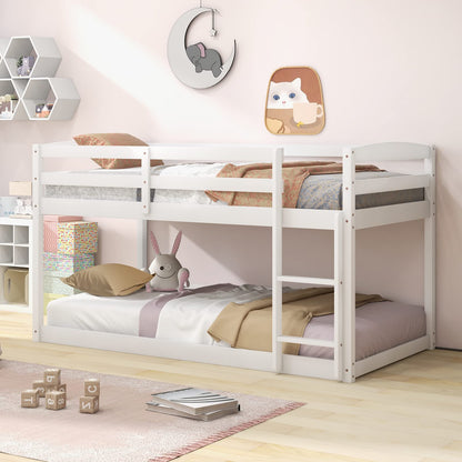Goflame Solid Wood Twin Over Twin Bunk Bed Frame