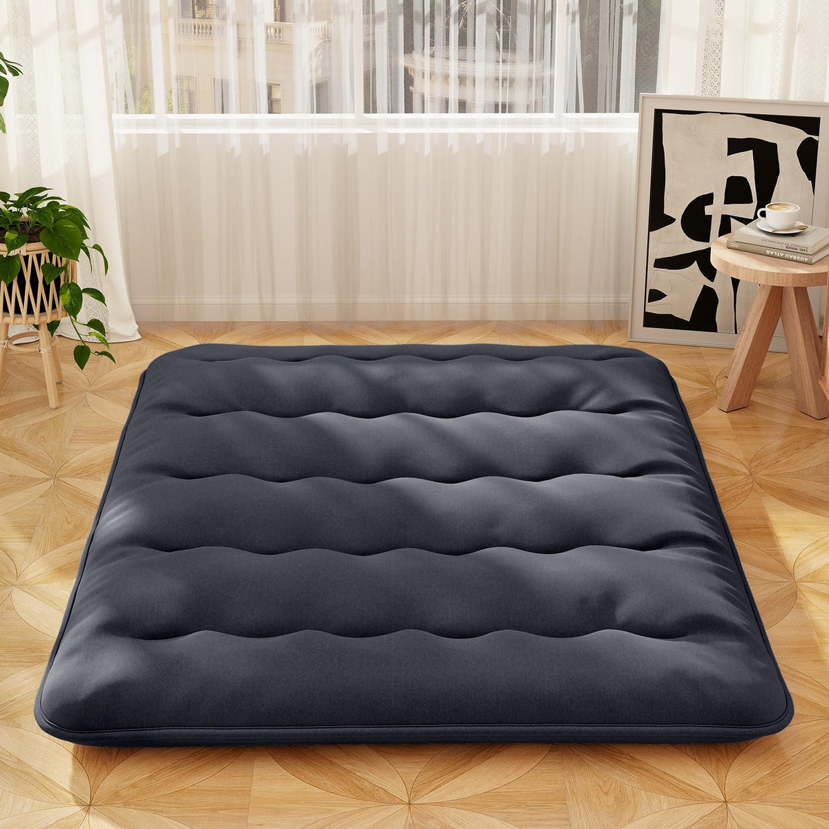Goflame Japanese Floor Mattress, 4 Inch Futon Mattress with Washable Cover & Storage Bag