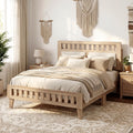 Goflame Mid-Century Wood Bed Frame with Upholstered Headboard (Full/Twin/Queen)