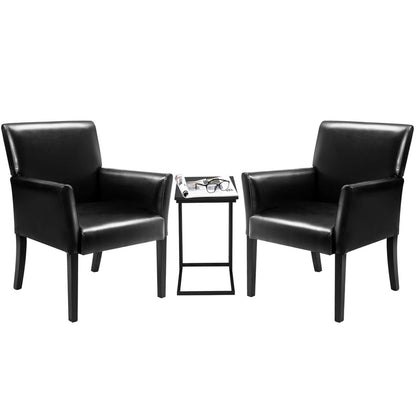 Goflame Reception Guest Chairs and C-Shaped End Table 3Pcs Set