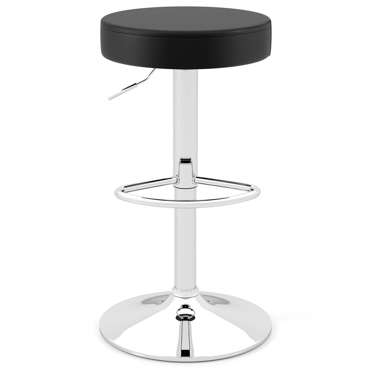 Goflame Adjustable Height PU Leather Bar Chair with Swivel Padded Seat