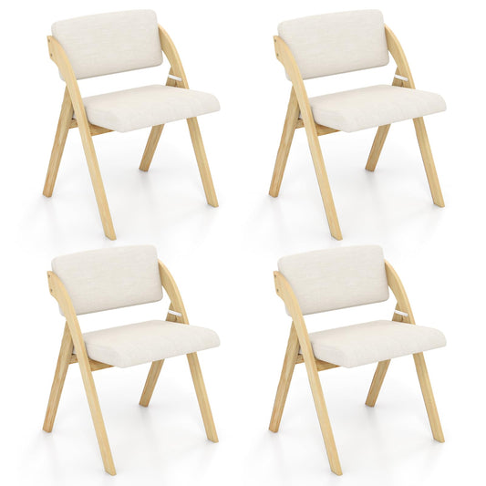 Goflame Set of 2/4 Folding Kitchen Dining Chairs with Rubber Wood Legs