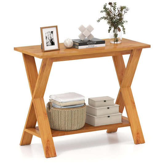 Goflame Solid Teak Wood Console Table