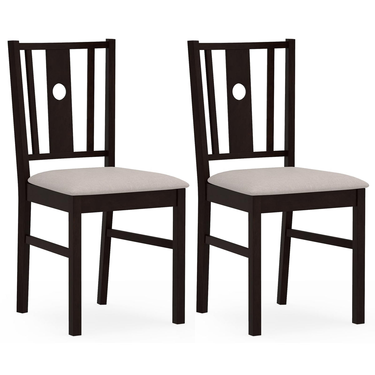 Goflame Wood Dining Chairs w/Fabric Padded Seat & Slatted Curved Back (2/4)
