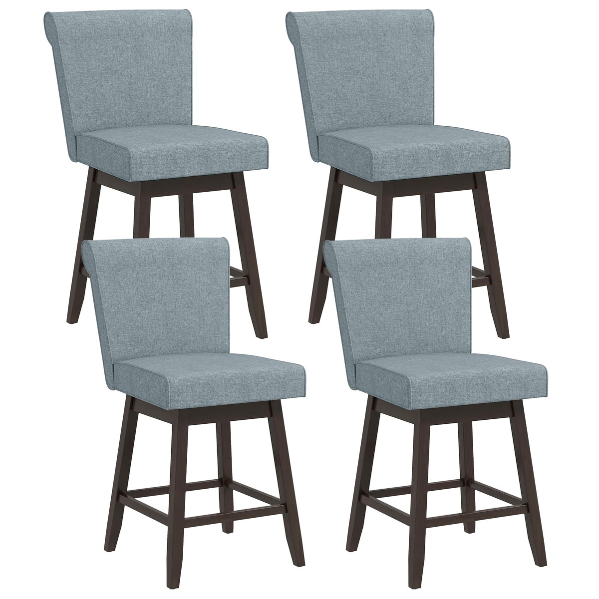 Goflame Modern Upholstered Bar Stools Set