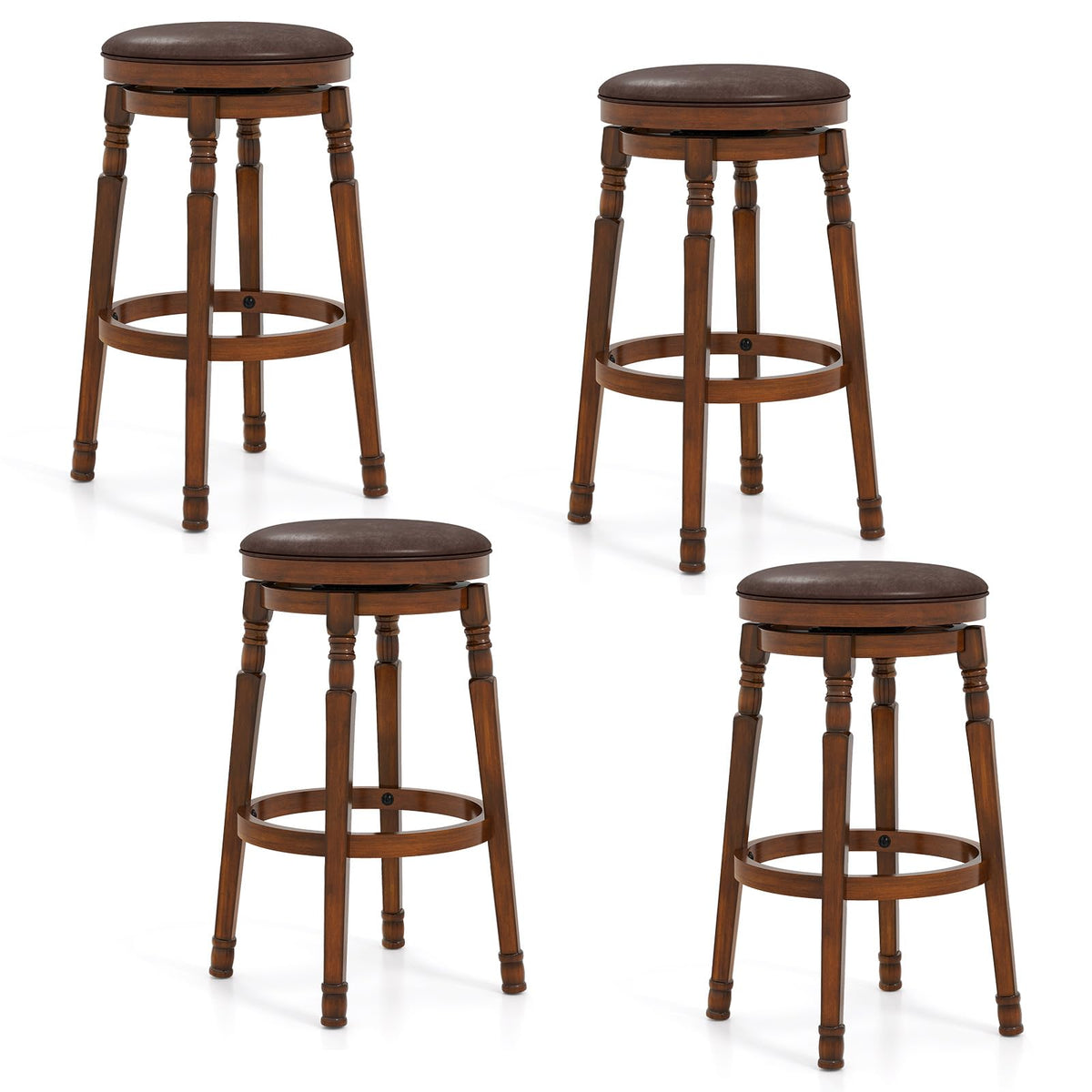 Goflame Swivel Bar Stools Set with Faux Leather Padded Seat