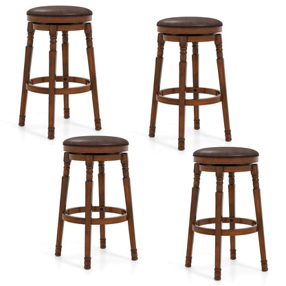Goflame Swivel Bar Stools Set with Faux Leather Padded Seat