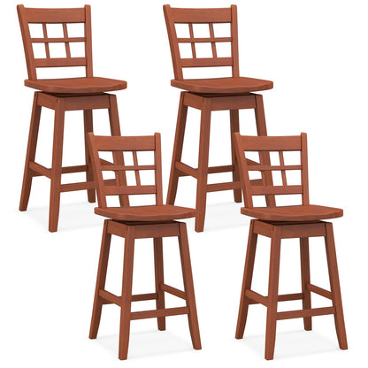 Goflame Bar Stools, Farmhouse Swivel Barstools with 6-Grid Hollow Back & Ergonomic Contoured Seat