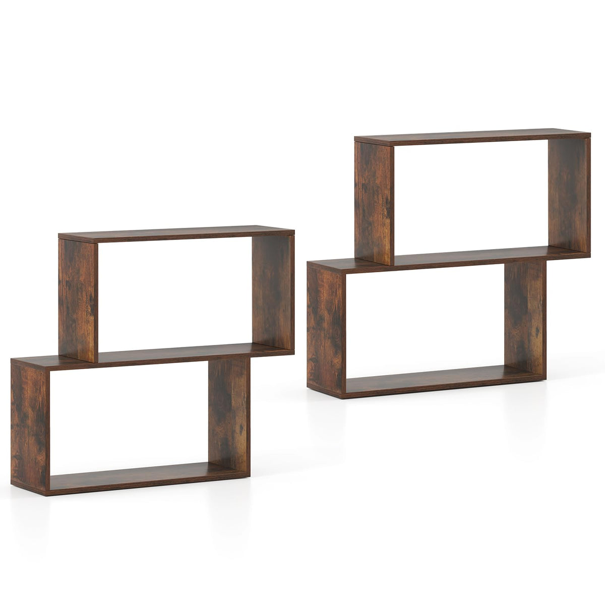 Goflame Geometric Bookcase Side Table with Open Storage