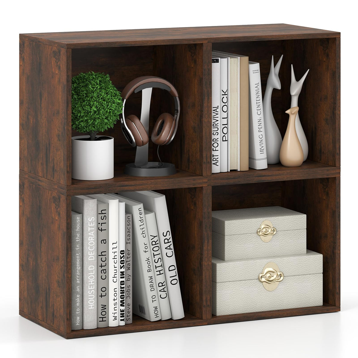 Goflame White Cubby Bookcase