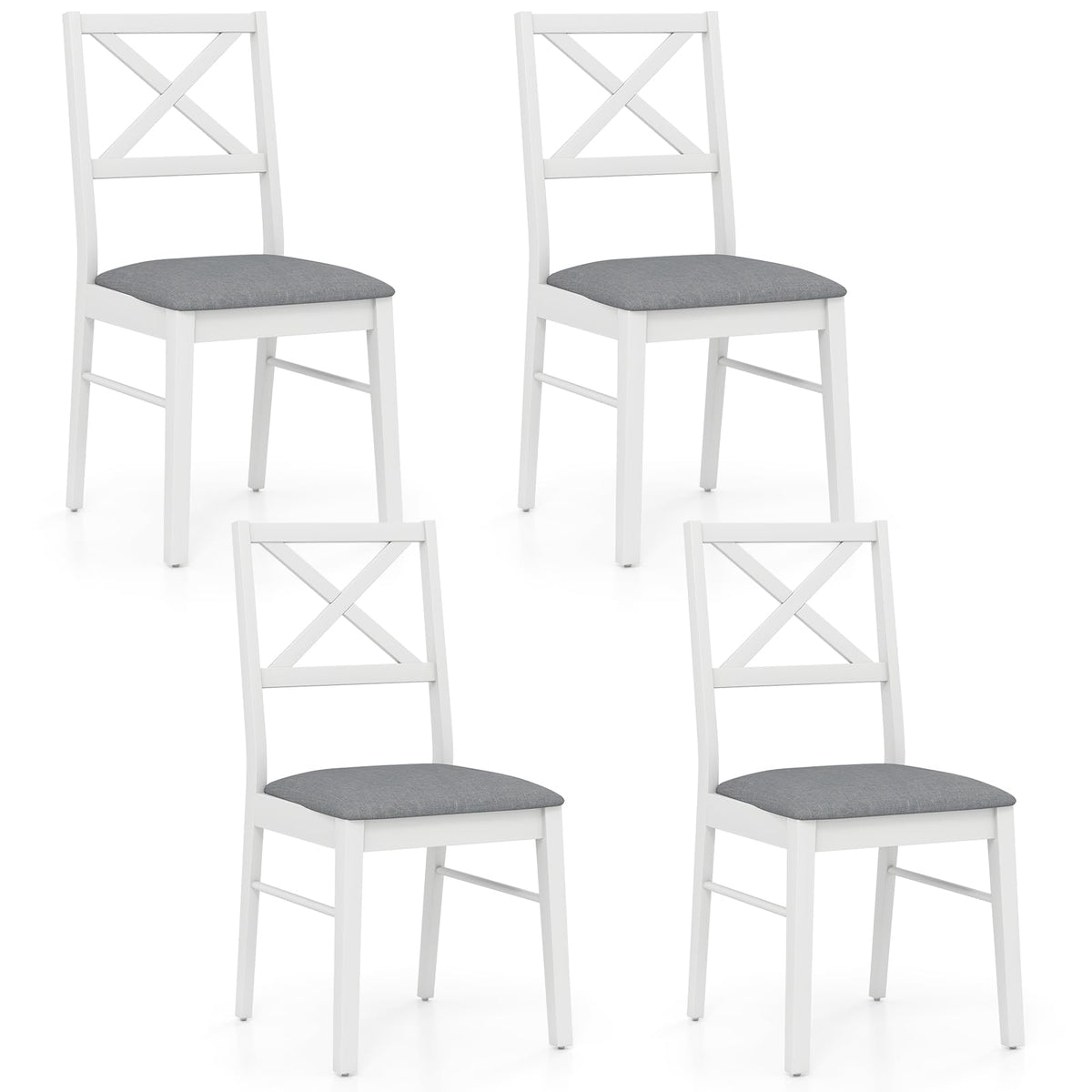 Goflame Wooden Dining Chairs Set of 2/4, Upholstered Kitchen Chairs w/Cross Back & Padded Seat