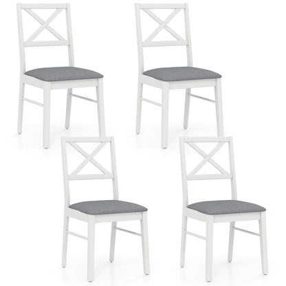 Goflame Wooden Dining Chairs Set of 2/4, Upholstered Kitchen Chairs w/Cross Back & Padded Seat