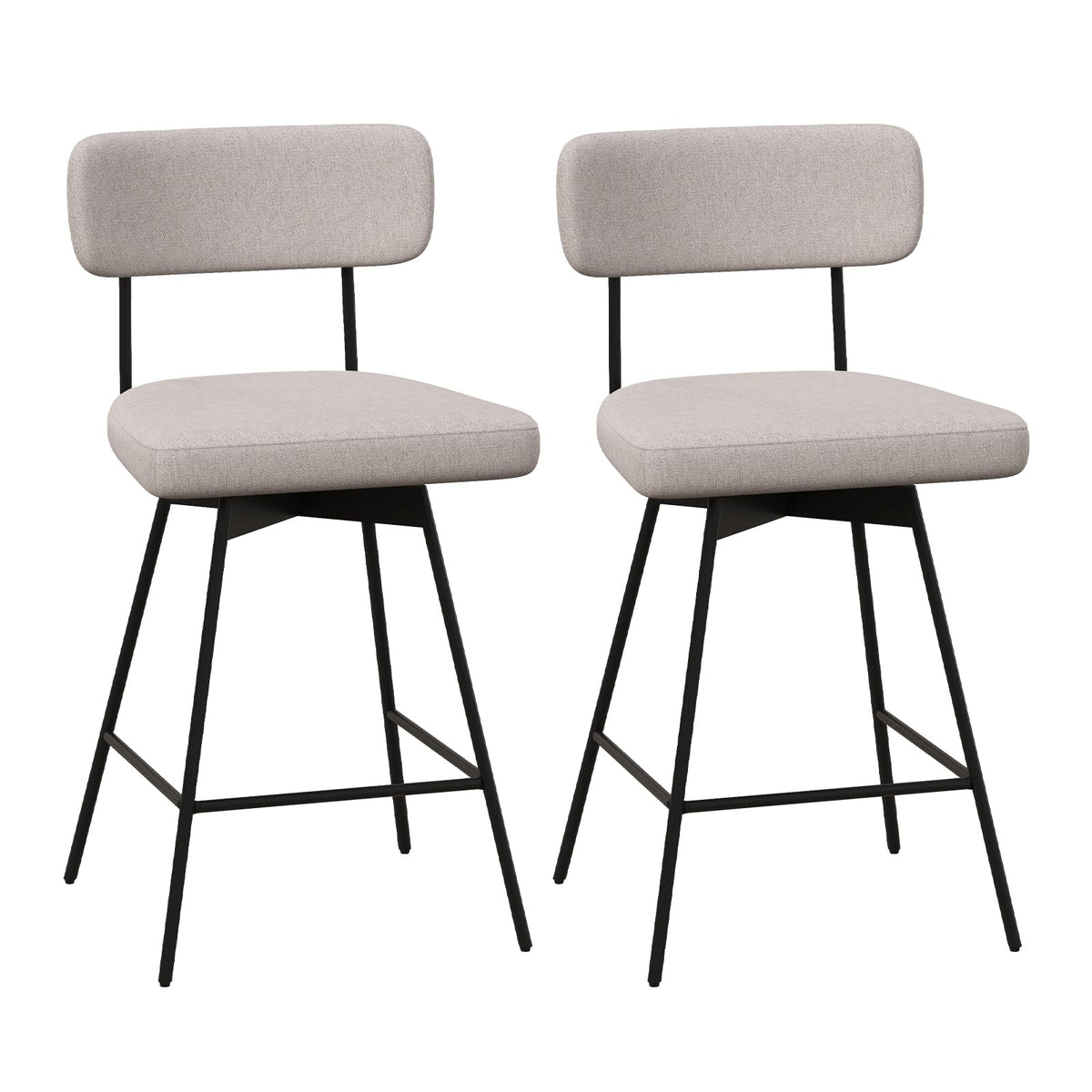 Goflame Swivel Bar Stools, Upholstered Bar Height Bar Chairs w/Padded Seat & Backrest