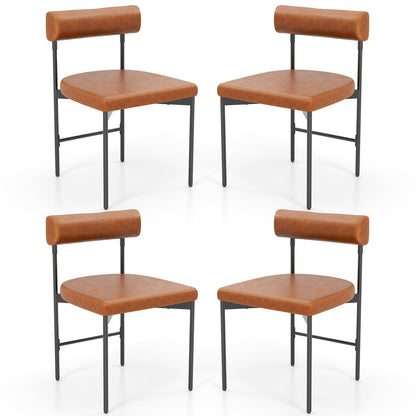 Goflame Dining Chairs, Faux Leather Upholstered Kitchen Side Chair with Padded Backrest and Cushion, Metal Legs