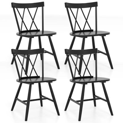 Goflame Wooden Dining Chairs Set of 2/4, Farmhouse Windsor Kitchen Chairs w/Cross Back, Wide Seat
