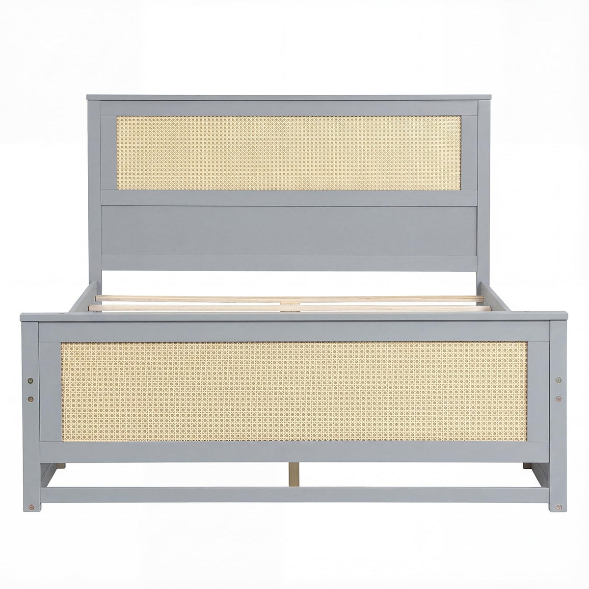 Goflame Full/Twin Size Rattan Bed Frame with 2 Storage Drawers