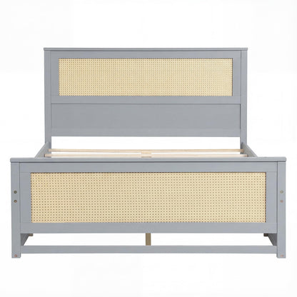 Goflame Full/Twin Size Rattan Bed Frame with 2 Storage Drawers